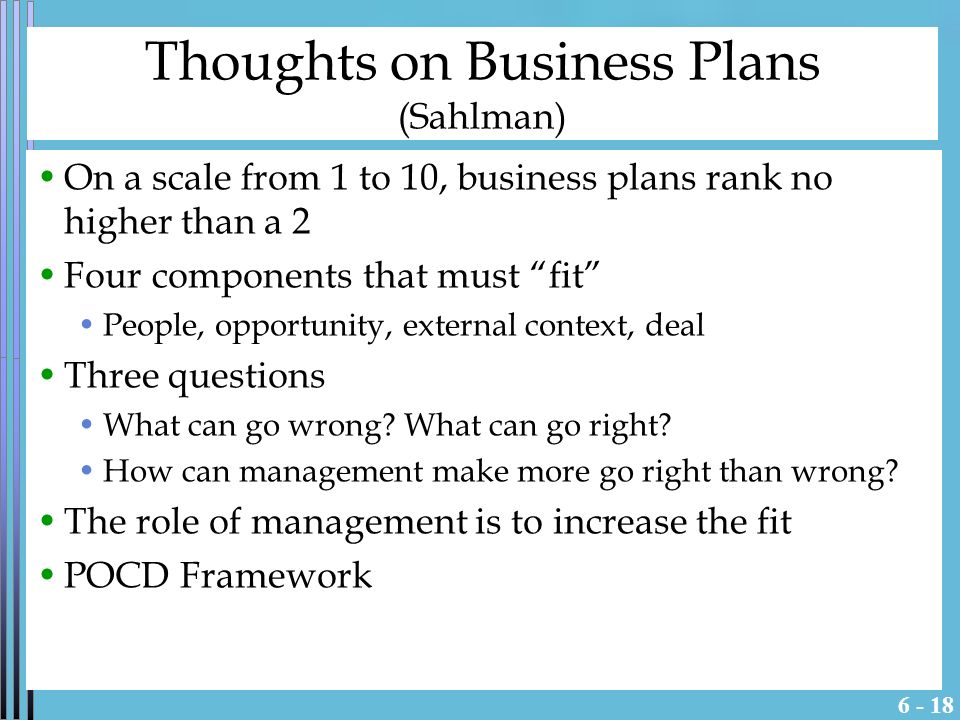 some thoughts on business plan sahlman